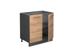 Vicco Spülenunterschrank Fame-Line Goldkraft Eiche/Anthrazit 80 cm mit Regal ohne Arbeitsplatte