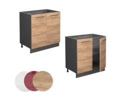 Vicco Spülenunterschrank Fame-Line Goldkraft Eiche/Anthrazit 80 cm mit Regal ohne Arbeitsplatte