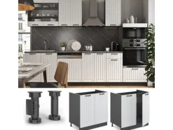 Vicco Spülenunterschrank Fame-Line Weiß Landhaus/Anthrazit 80 cm ohne Arbeitsplatte