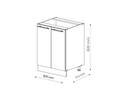 Vicco Spülenunterschrank Fame-Line Weiß Hochglanz/Anthrazit 80 cm mit Regal AP Marmor