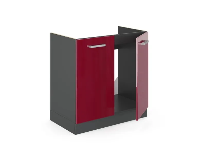 Vicco Spülenunterschrank R-Line Bordeaux Hochglanz/Anthrazit 80 cm ohne Arbeitsplatte