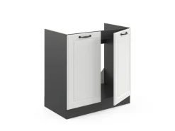 Vicco Spülenunterschrank R-Line Weiß Landhaus/Anthrazit 80 cm AP Eiche
