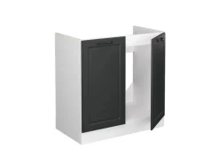 Vicco Spülenunterschrank R-Line Anthrazit Landhaus/Weiß 80 cm ohne Arbeitsplatte