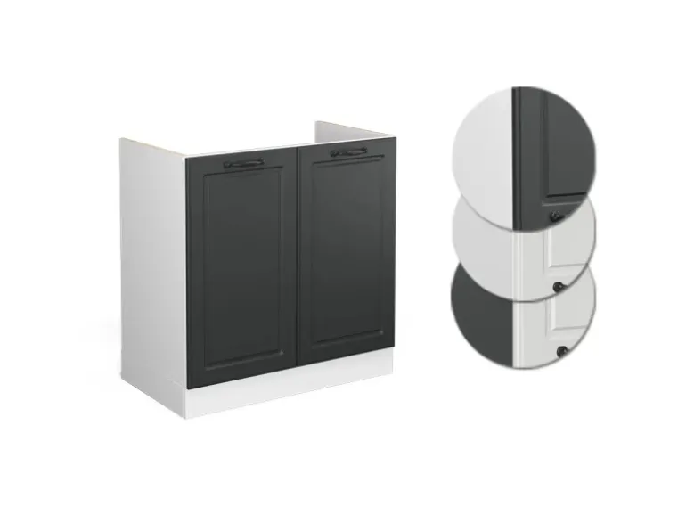 Vicco Spülenunterschrank R-Line Anthrazit Landhaus/Weiß 80 cm ohne Arbeitsplatte
