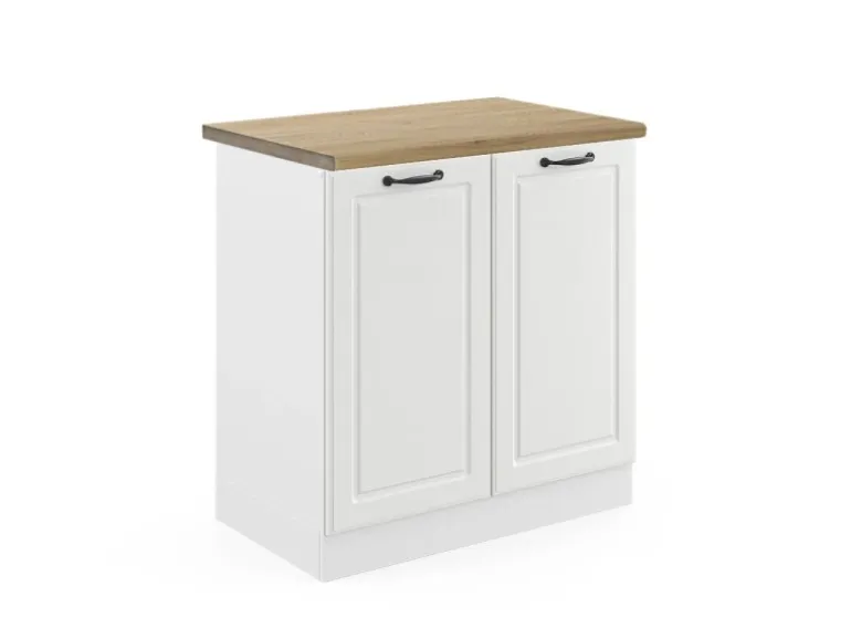 Vicco Spülenunterschrank R-Line Küchenunterschrank für die Spüle Weiß Landhaus/Weiß 80 cm AP Eiche