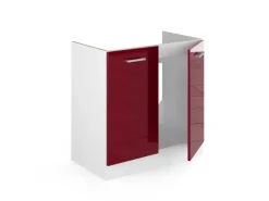 Vicco Spülenunterschrank R-Line Bordeaux Hochglanz/Weiß 80 cm AP Eiche