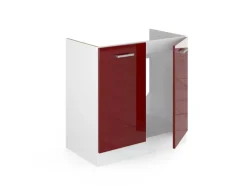 Vicco Spülenunterschrank R-Line Bordeaux Hochglanz/Weiß 80 cm AP Eiche