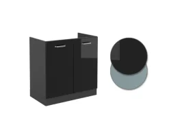 Vicco Spülenunterschrank R-Line Schwarz Hochglanz/Anthrazit 80 cm ohne Arbeitsplatte