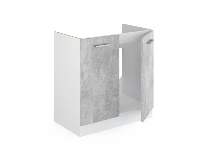 Vicco Spülenunterschrank R-Line Küchenunterschrank für die Spüle Beton/Weiß 80 cm ohne Arbeitsplatte