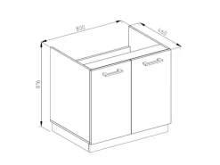 Vicco Spülenunterschrank R-Line Anthrazit Hochglanz/Goldkraft Eiche 80 cm AP Marmor