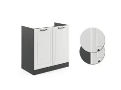 Vicco Spülenunterschrank R-Line Weiß Landhaus/Anthrazit 80 cm ohne Arbeitsplatte