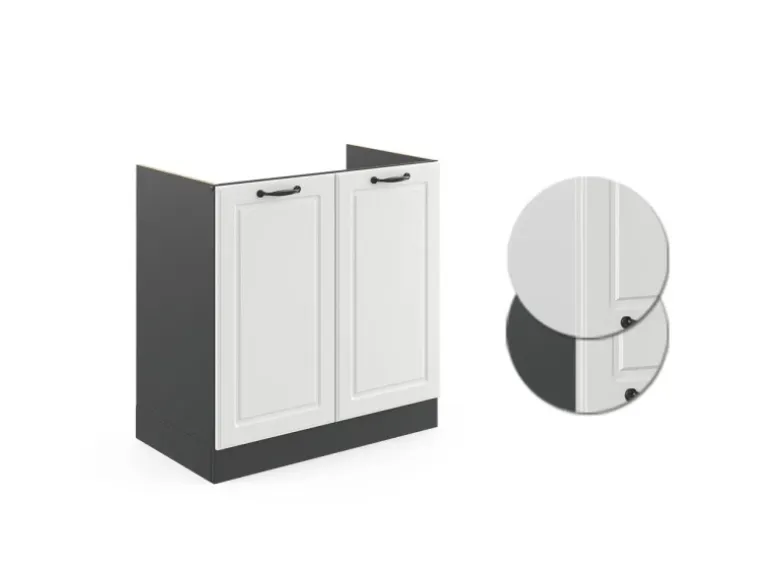 Vicco Spülenunterschrank R-Line Weiß Landhaus/Anthrazit 80 cm ohne Arbeitsplatte