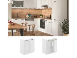 Vicco Spülenunterschrank R-Line Weiß Landhaus/Weiß 80 cm ohne Arbeitsplatte