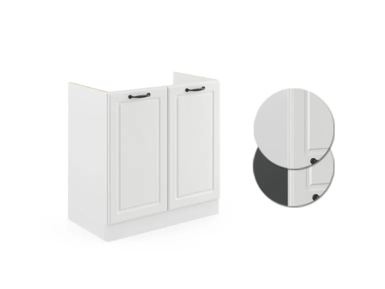 Vicco Spülenunterschrank R-Line Weiß Landhaus/Weiß 80 cm ohne Arbeitsplatte