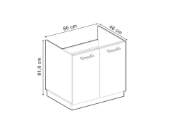 Vicco Spülenunterschrank R-Line Blau-Grau/Anthrazit 80 cm ohne Arbeitsplatte