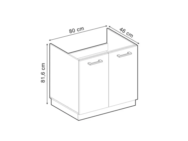Vicco Spülenunterschrank R-Line Schwarz Beton/Anthrazit 80 cm ohne Arbeitsplatte