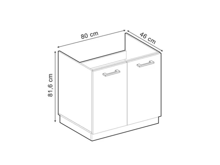 Vicco Spülenunterschrank R-Line Schwarz Hochglanz/Anthrazit 80 cm AP Anthrazit