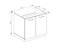 Vicco Spülenunterschrank R-Line Küchenunterschrank für die Spüle Weiß/Anthrazit 80 cm AP Eiche