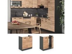 Vicco Spülenunterschrank R-Line Goldkraft Eiche/Anthrazit 80 cm AP Eiche mit Anthrazit Korpus