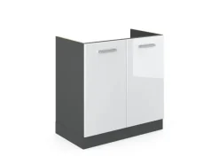 Vicco Spülenunterschrank R-Line Weiß Hochglanz/Anthrazit 80 cm ohne Arbeitsplatte