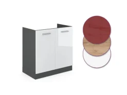 Vicco Spülenunterschrank R-Line Weiß Hochglanz/Anthrazit 80 cm ohne Arbeitsplatte