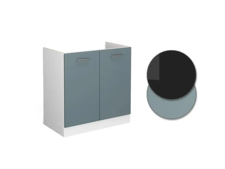 Vicco Spülenunterschrank R-Line Küchenunterschrank für die Spüle Blau-Grau/Weiß 80 cm AP Eiche