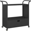 vidaXL Barwagen mit Schublade Schwarz 100x45x97 cm Poly Rattan