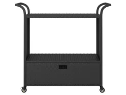 vidaXL Barwagen mit Schublade Schwarz 100x45x97 cm Poly Rattan