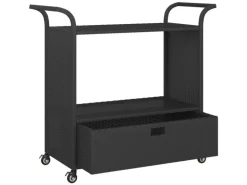 vidaXL Barwagen mit Schublade Schwarz 100x45x97 cm Poly Rattan