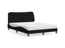 vidaXL Bett mit Matratze Schwarz 140x200 cm Stoff Modell 12007275