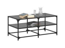 vidaXL Couchtisch mit Glasplatte Schwarz 98,5x50x45 cm Stahl Modell 1