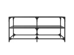 vidaXL Couchtisch mit Glasplatte Schwarz 98,5x50x45 cm Stahl Modell 1