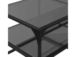 vidaXL Couchtisch mit Glasplatte Schwarz 98,5x50x45 cm Stahl Modell 1