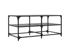 vidaXL Couchtisch mit Glasplatte Schwarz 98,5x50x45 cm Stahl Modell 1
