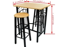vidaXL Früchstücksbar Hellbraunes Holz Schwarzer Stahl
