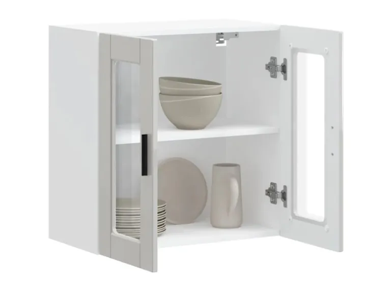 vidaXL Küchen-Hängeschrank mit Glastür Porto Hochglanz-Weiß 854149