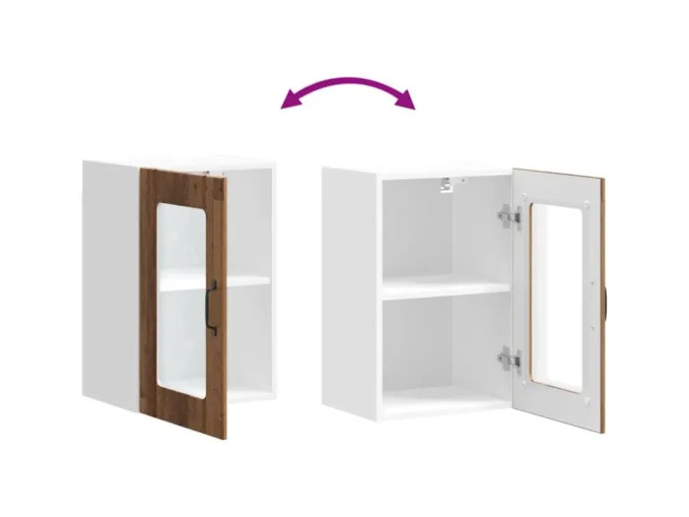 vidaXL Küchen-Hängeschrank mit Glastür Lucca Altholz-Optik 853775