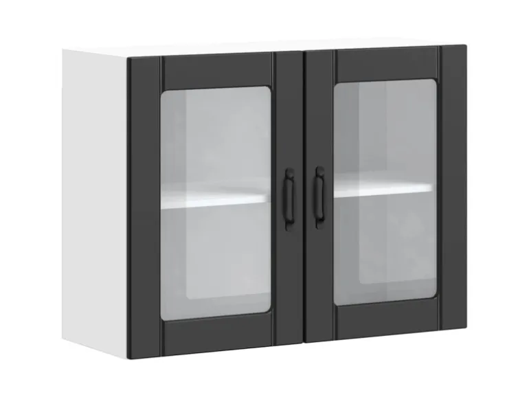 vidaXL Küchen-Hängeschrank mit Glastür Lucca Schwarz Holzwerkstoff 853848