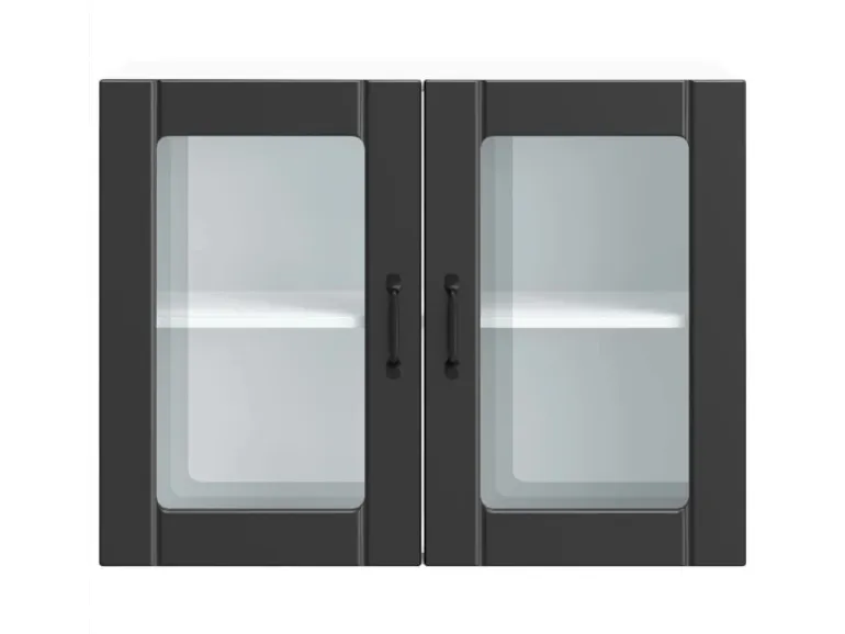 vidaXL Küchen-Hängeschrank mit Glastür Lucca Schwarz Holzwerkstoff 853848