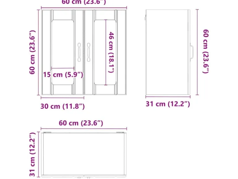 vidaXL Küchen-Hängeschrank mit Glastür Lucca Grau Sonoma Holzwerkstoff 853913