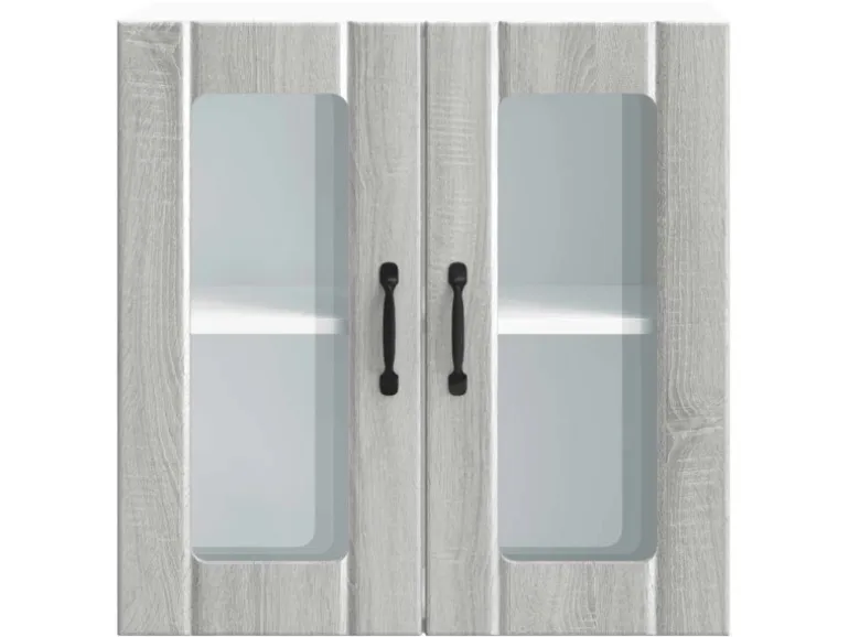 vidaXL Küchen-Hängeschrank mit Glastür Lucca Grau Sonoma Holzwerkstoff 853913