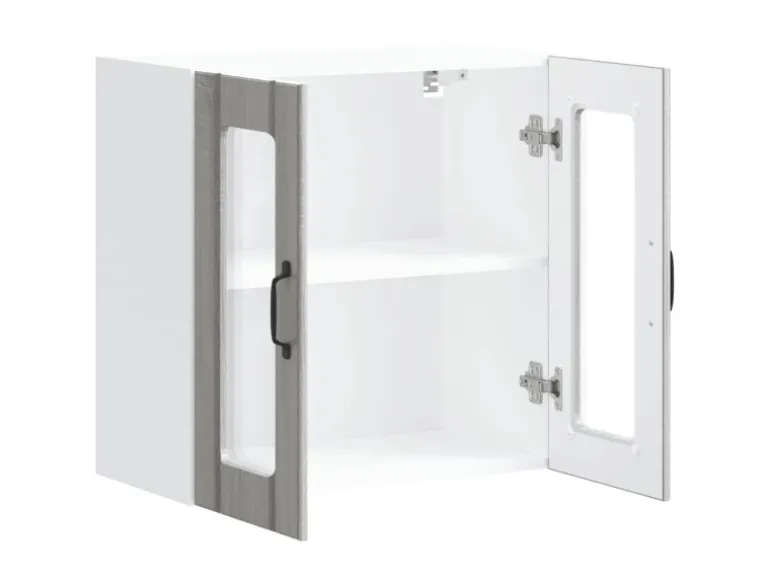 vidaXL Küchen-Hängeschrank mit Glastür Lucca Grau Sonoma Holzwerkstoff 853913