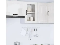 vidaXL Küchen-Hängeschrank mit Glastür Porto Hochglanz-Weiß 854009