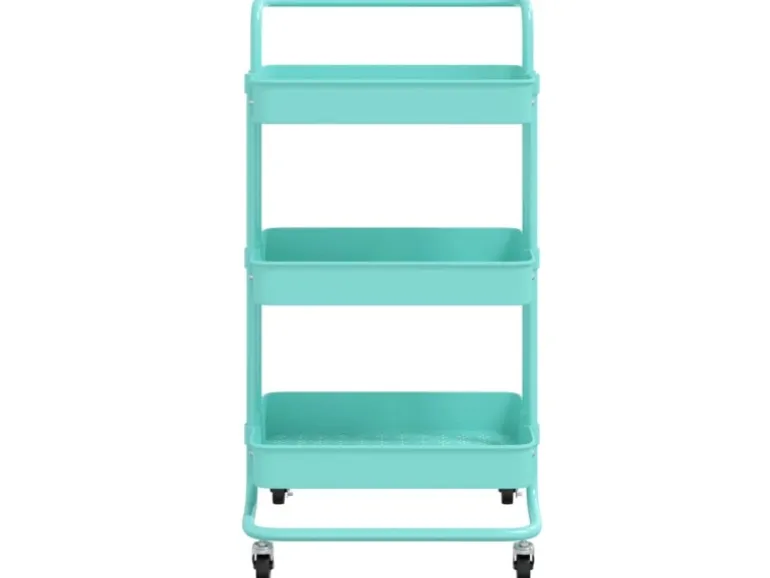 vidaXL Küchenwagen 3 Etagen Türkis 42x35x85 cm Eisen und ABS