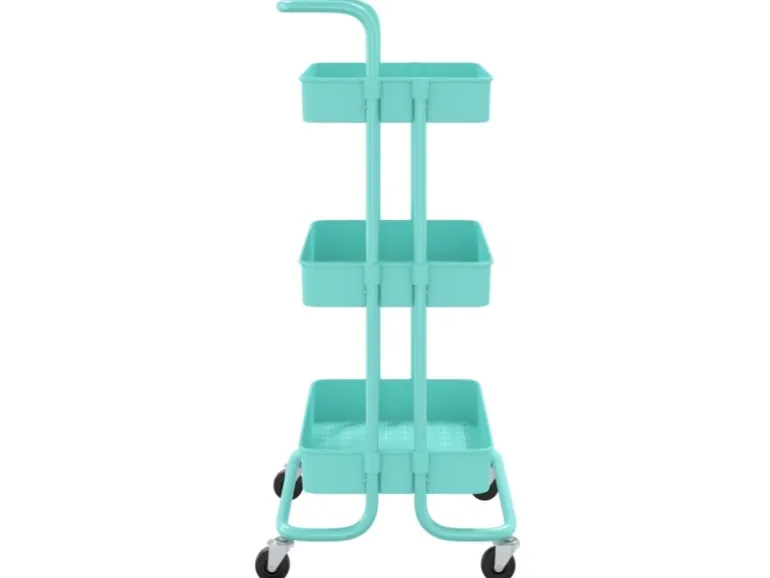 vidaXL Küchenwagen 3 Etagen Türkis 42x35x85 cm Eisen und ABS