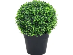vidaXL Künstliche Buchsbäume 2 Stk mit Topf Kugelform Grün 32 cm
