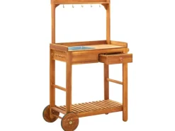 vidaXL Servierwagen Akazienolz Massiv 92 x 43,5 x 141,5 cm