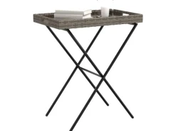 vidaXL Tabletttisch Klappbar Grau 65x40x75 cm Poly Rattan 365129