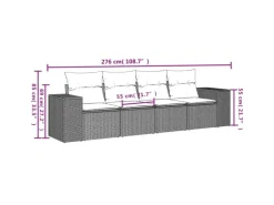 vidaXL 4-tlg Garten-Sofagarnitur mit Kissen Hellgrau Poly Rattan Modell 10
