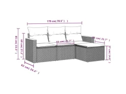 vidaXL 4-tlg Garten-Sofagarnitur mit Kissen Beige Poly Rattan Modell 75